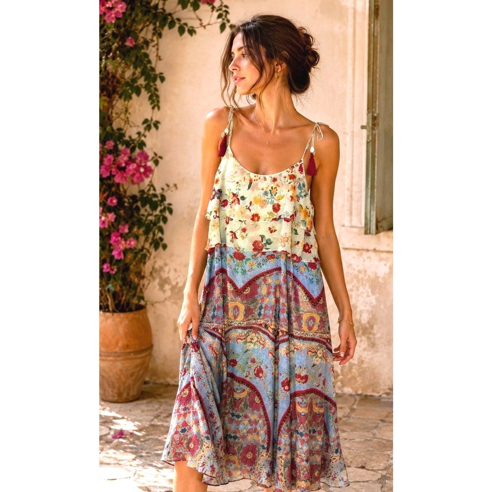 Hemant & Nandita Eros Kerchief‎ Dress Anthro Boho Floral Festival Cottagecore L